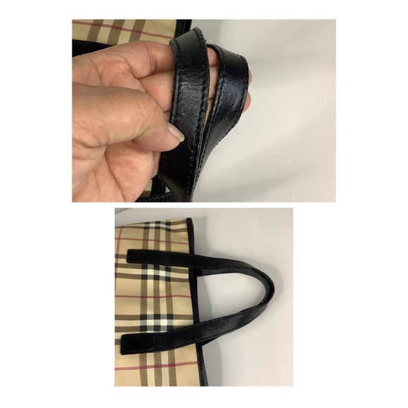 🛍BURBERRY Vintage Black Coated Canvas(PVC) House Check Tote Bag🛍 - Picture 6 of 8